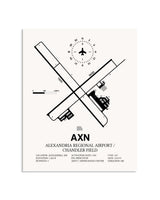 Gray Alexandria Regional Airport / Chandler Field framed poster displayed in an airplane hangar