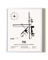 Space Coast Regional Airport airport map poster in oak frame