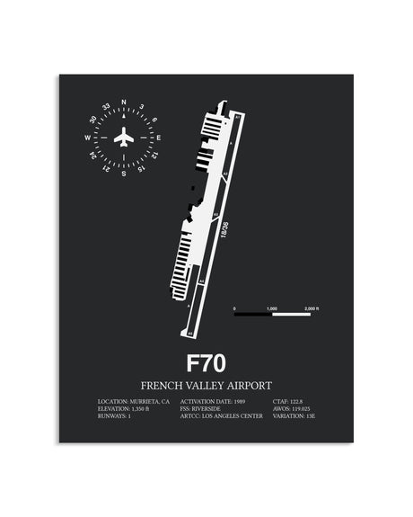 Gray Framed French Valley Airport layout wall art poster