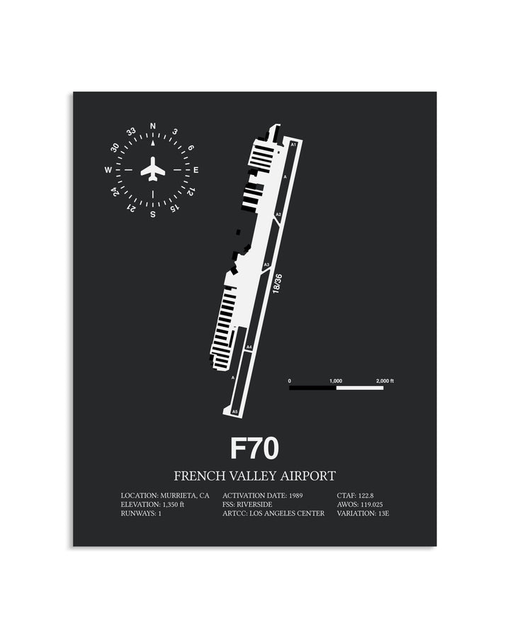 Gray Framed French Valley Airport layout wall art poster
