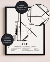 Framed Gainesville Municipal Airport layout wall art poster