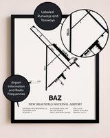 Framed New Braunfels National Airport layout wall art poster