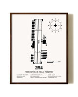 Peter Prince Field Airport aviation print in walnut frame