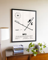 Pocono Mountains Regional Airport aviation wall décor in black wood frame