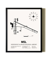 Framed Northwest Alabama Regional Airport wall art poster in black frame
