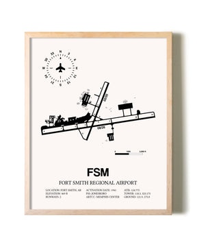 Fort Smith Regional Airport framed wall art in white frame