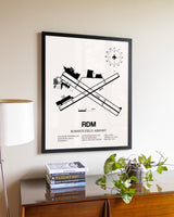 Roberts Field Airport aviation wall décor in black wood frame