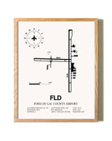 Fond Du Lac County Airport framed print in natural wood frame