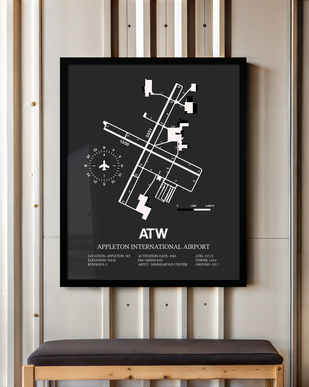 Frame color options for Appleton International Airport Wall Art