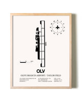 Olive Branch Airport / Taylor Field framed wall art in white frame