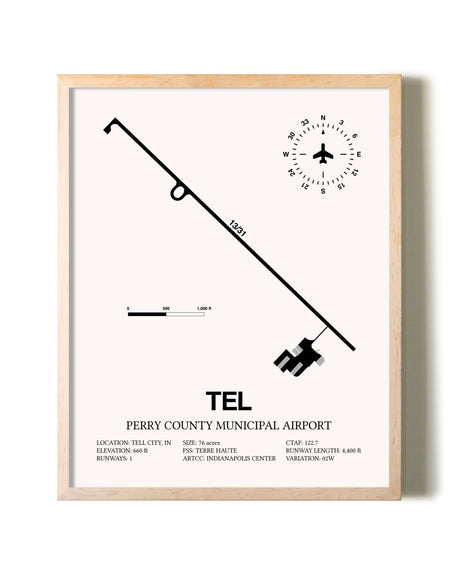Perry County Municipal Airport framed wall art in white frame