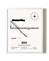 Wendover Airport airport map poster in oak frame