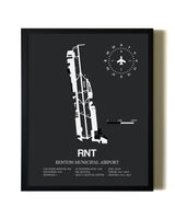 Unframed Renton Municipal Airport map print poster