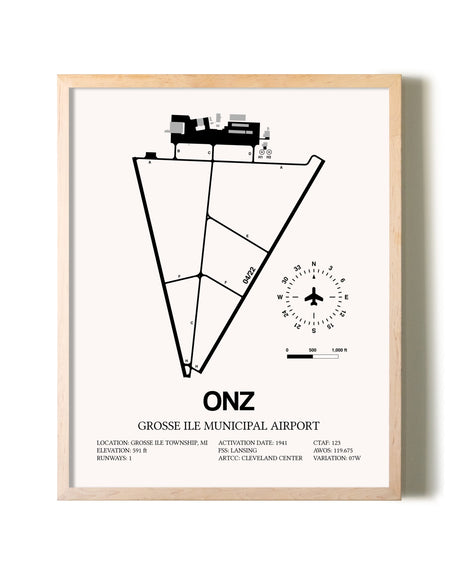 Grosse Ile Municipal Airport framed wall art in white frame