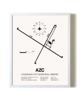Colorado City Municipal Airport airport map poster in oak frame