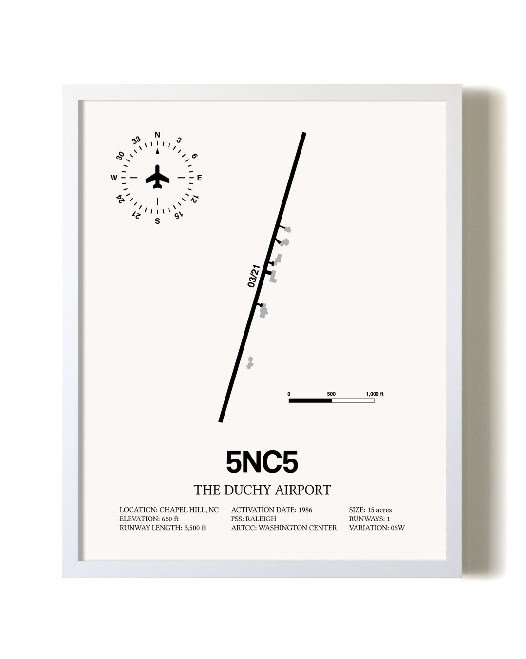 The Duchy Airport airport map poster in oak frame