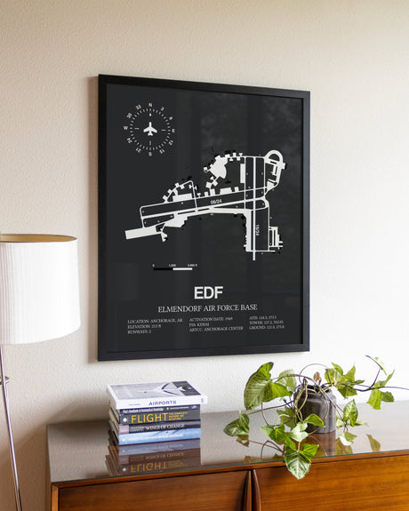 Gray Framed Elmendorf Air Force Base wall art poster in black frame