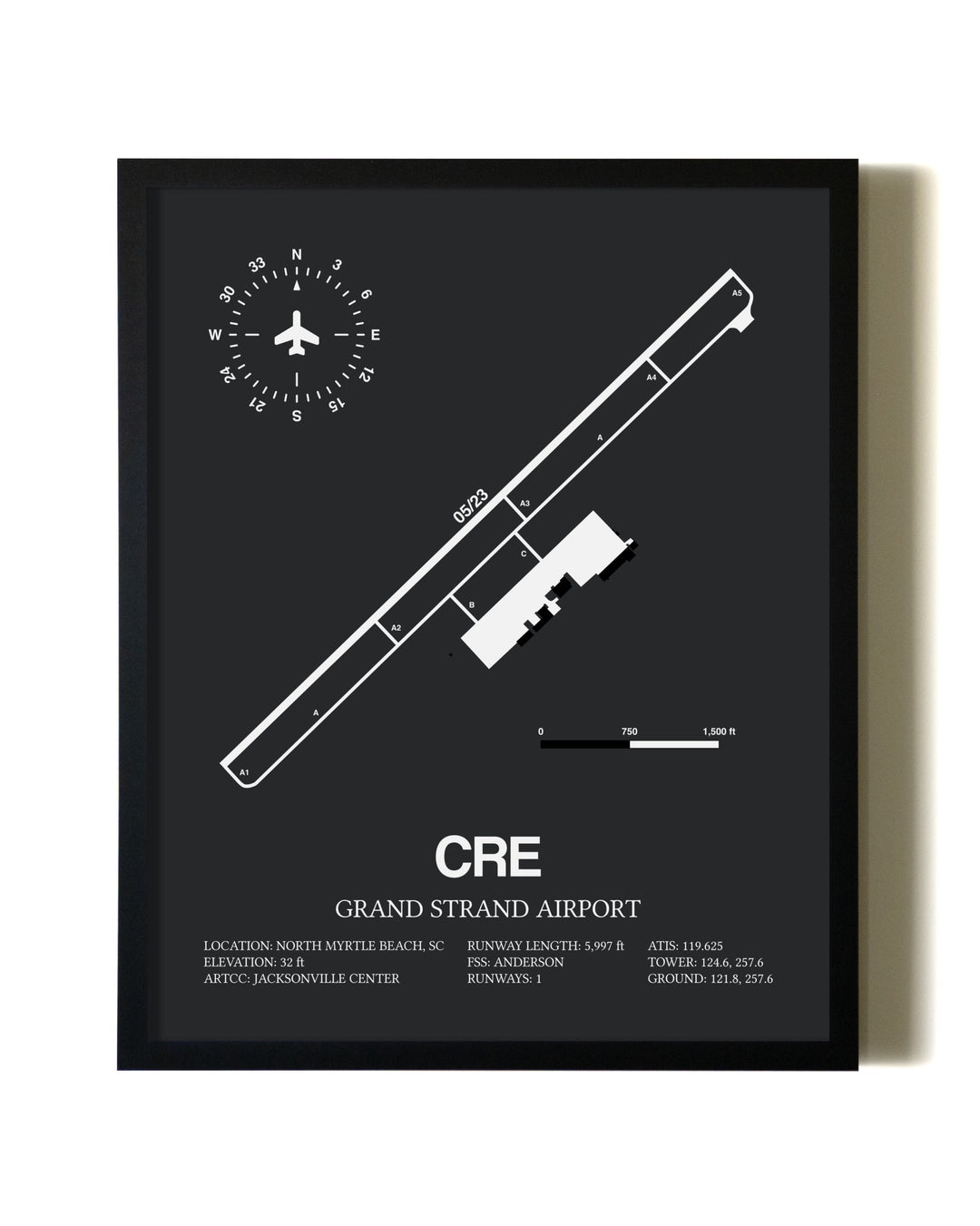Unframed Grand Strand Airport map print poster