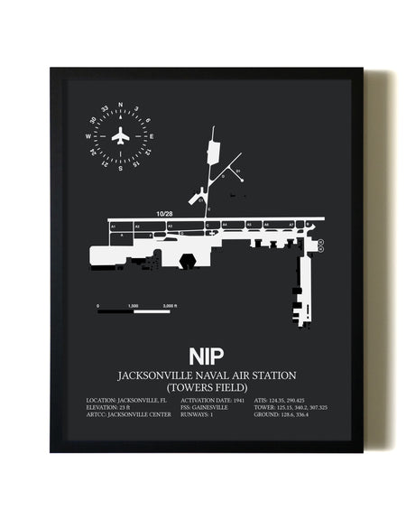 Unframed Jacksonville Naval Air Station (Towers Field) map print poster