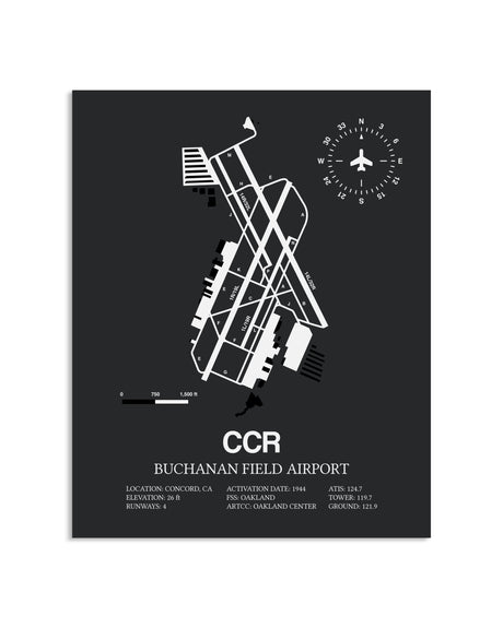 Gray Framed Buchanan Field layout wall art poster