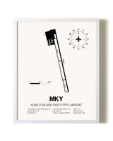 Marco Island Executive Airport airport map poster in oak frame