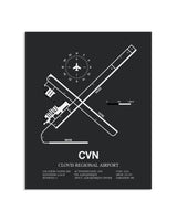Gray Framed Clovis Regional Airport layout wall art poster