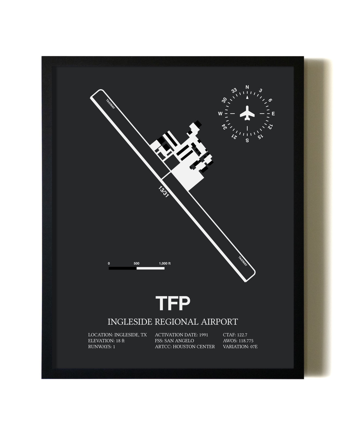 Unframed Ingleside Regional Airport map print poster