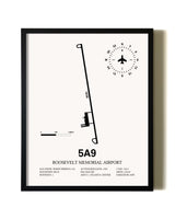 Framed Roosevelt Memorial Airport wall art poster in black frame