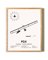 Fleming-Mason Airport framed print in natural wood frame
