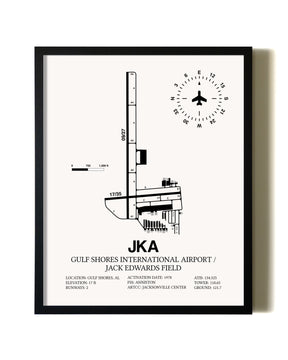 Framed Gulf Shores International Airport / Jack Edwards Field wall art poster in black frame