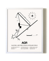 MacDill Air Force Base Auxiliary Field airport map poster in oak frame