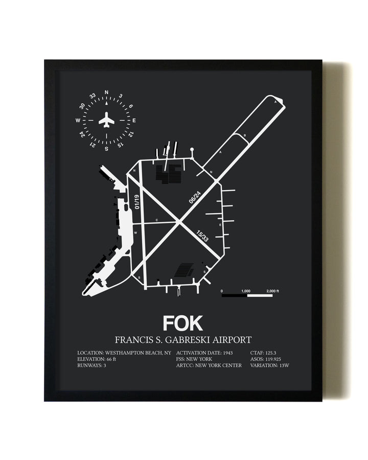 Unframed Francis S. Gabreski Airport map print poster