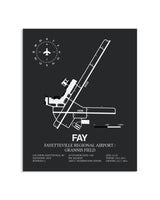 Gray Framed Fayetteville Regional Airport / Grannis Field layout wall art poster