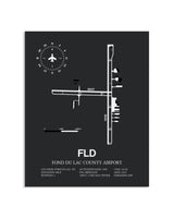 Gray Framed Fond Du Lac County Airport layout wall art poster