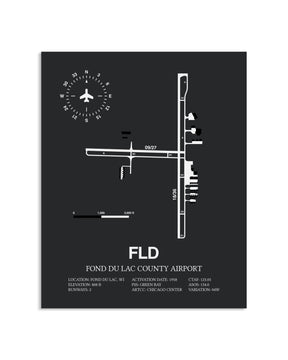 Gray Framed Fond Du Lac County Airport layout wall art poster