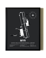 Unframed Myrtle Beach International Airport map print poster