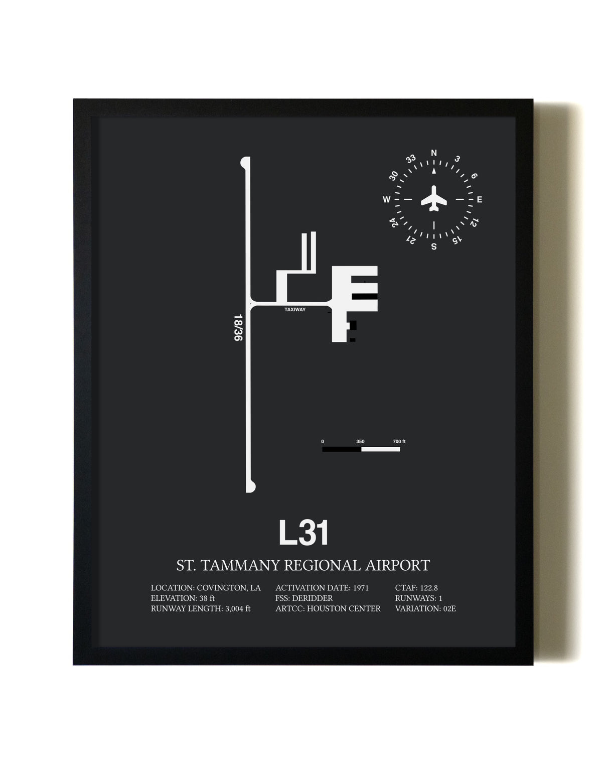Unframed St. Tammany Regional Airport map print poster