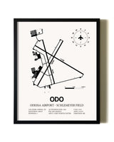 Framed Odessa Airport-Schlemeyer Field wall art poster in black frame