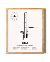 Grove Regional Airport framed print in natural wood frame