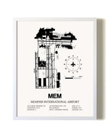 Memphis International Airport airport map poster in oak frame