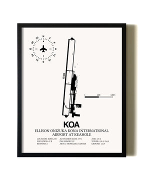 Framed Ellison Onizuka Kona International Airport At Keahole wall art poster in black frame