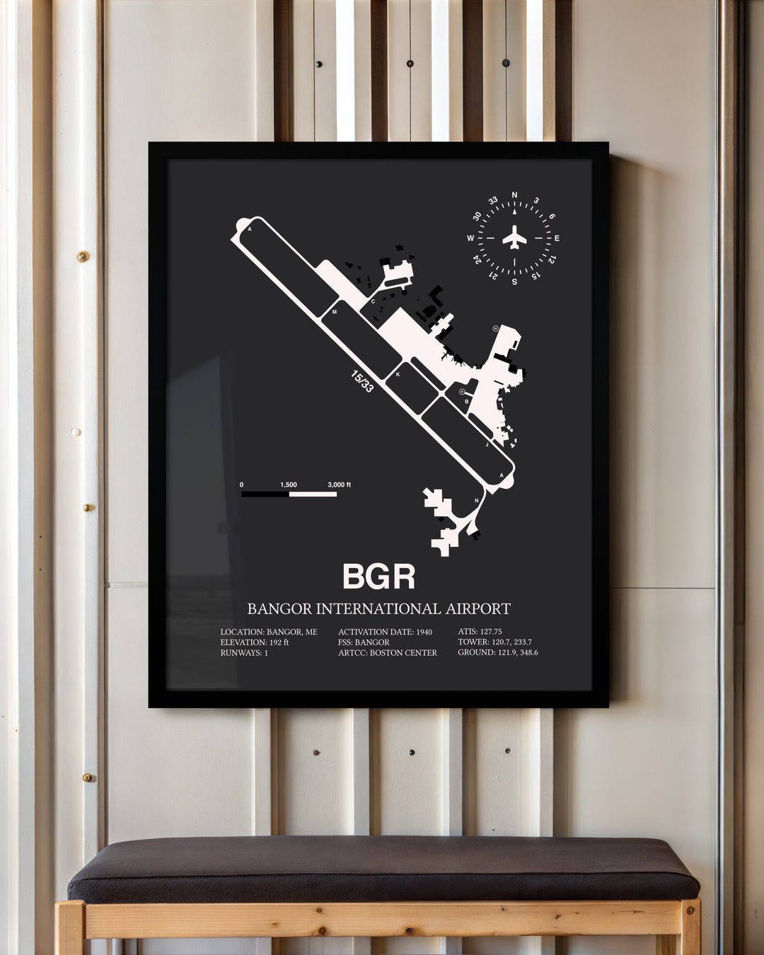 Frame color options for Bangor International Airport Wall Art
