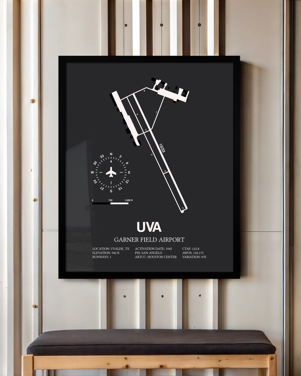 Frame color options for Garner Field Airport Wall Art