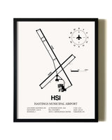 Framed Hastings Municipal Airport wall art poster in black frame