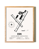 Easton Airport / Newnam Field framed print in natural wood frame