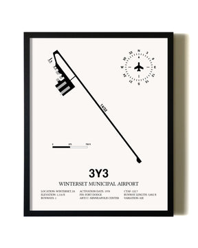 Framed Winterset Municipal Airport wall art poster in black frame