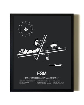 Unframed Fort Smith Regional Airport map print poster