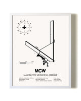 Mason City Municipal Airport airport map poster in oak frame