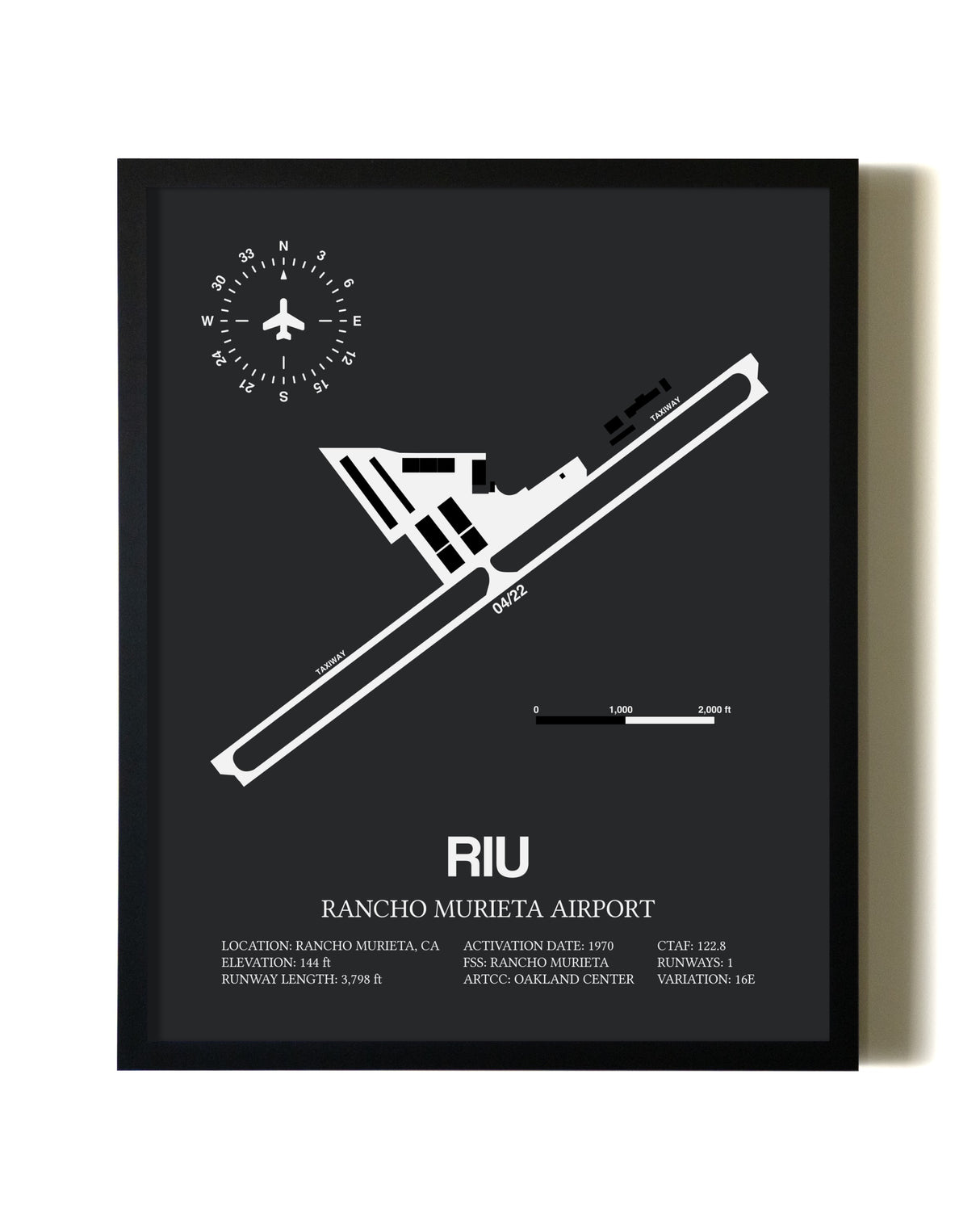 Unframed Rancho Murieta Airport map print poster
