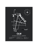 Gray Framed Olympia Regional Airport layout wall art poster